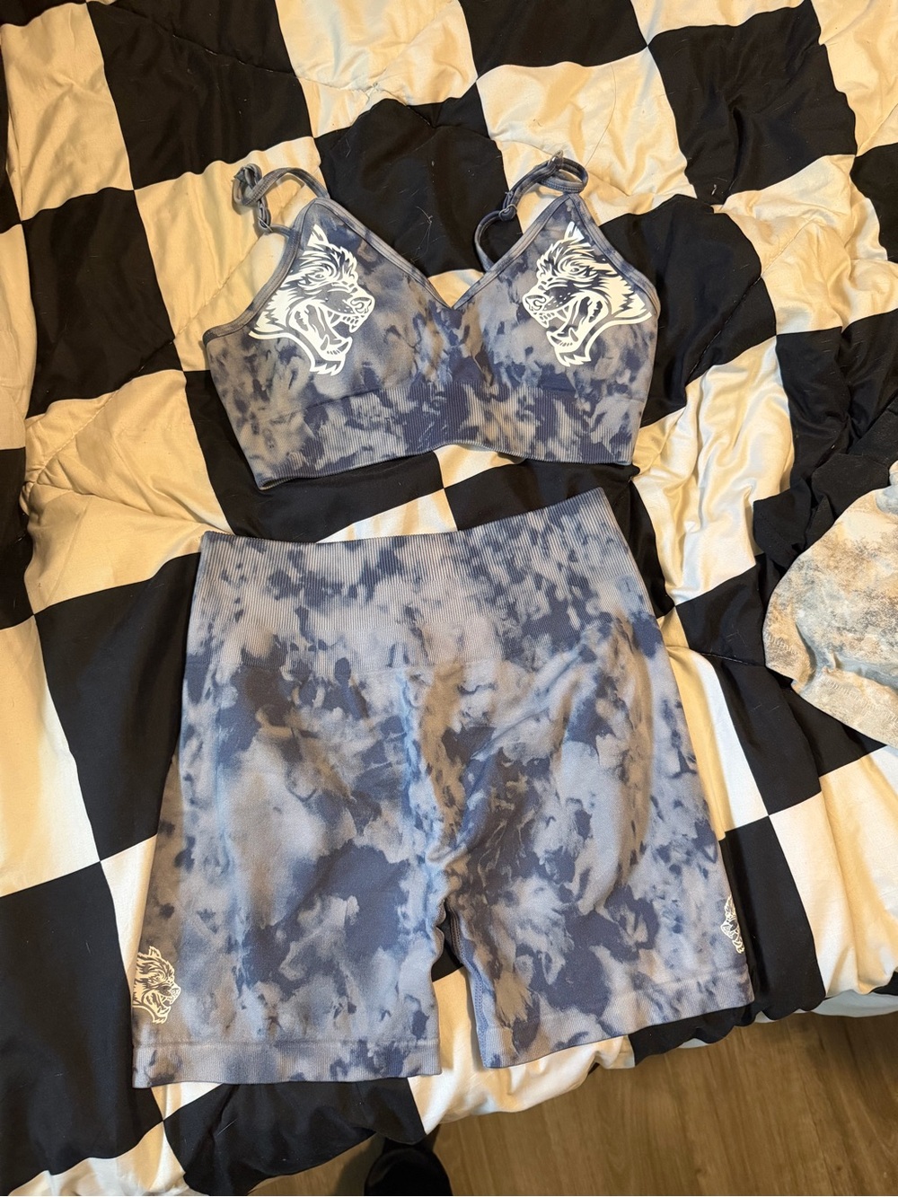 DARC Sport SHE Tie-Dye Blue Sports Bra & Bike Short Set